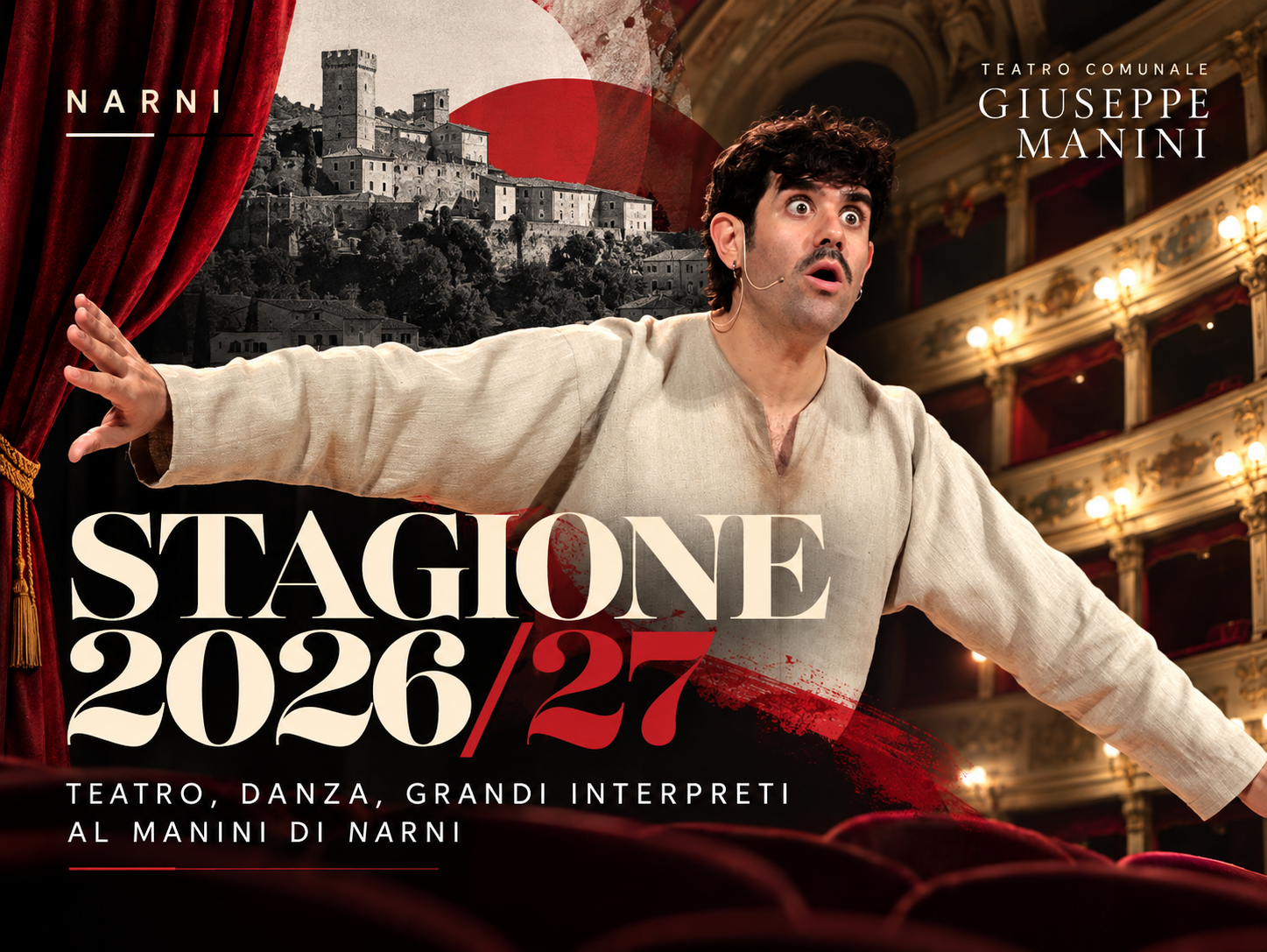 Teatro Manini di Narni, stagione teatrale 2026/27 con Matthias Martelli