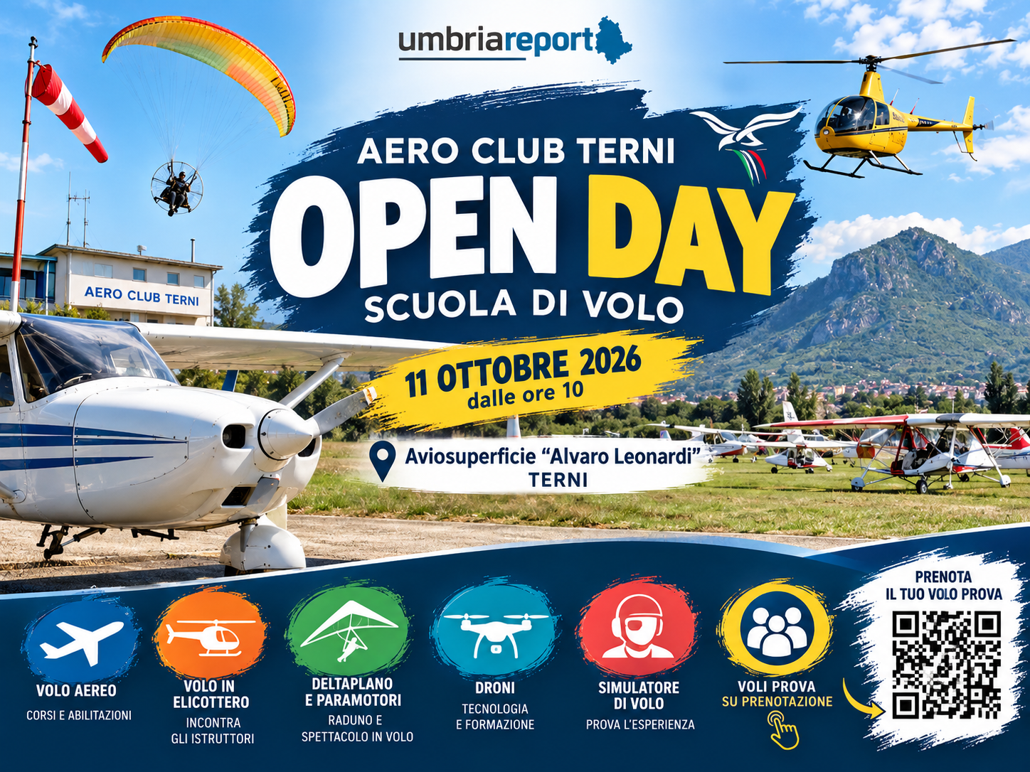 Open Day della Scuola di Volo dell’Aero Club Terni all’Aviosuperficie Alvaro Leonardi